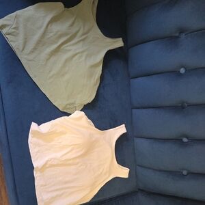 all in motion Women’s Crop Tank Duo in Olive Green and Light Pink